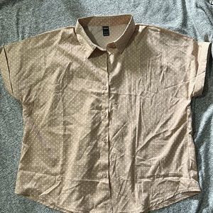 Taupe colour with white polka dot blouse by Shein , size M